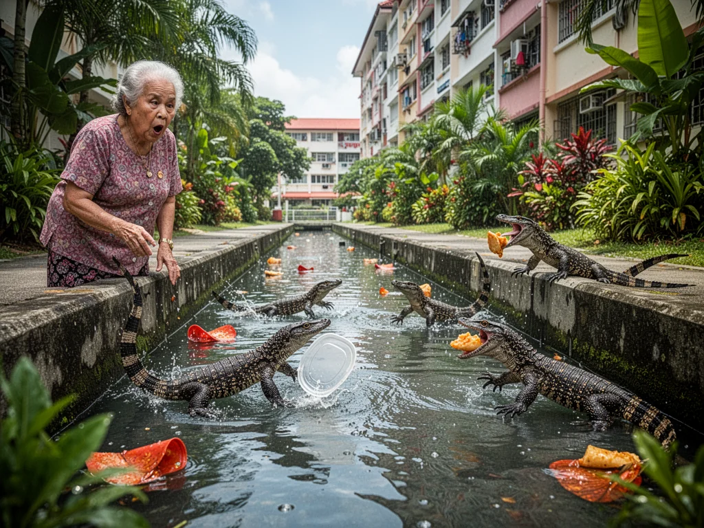 Singapore Slurp: Singapore Monitor Lizards Demand VIP Lane Fees For Premium Canal Access