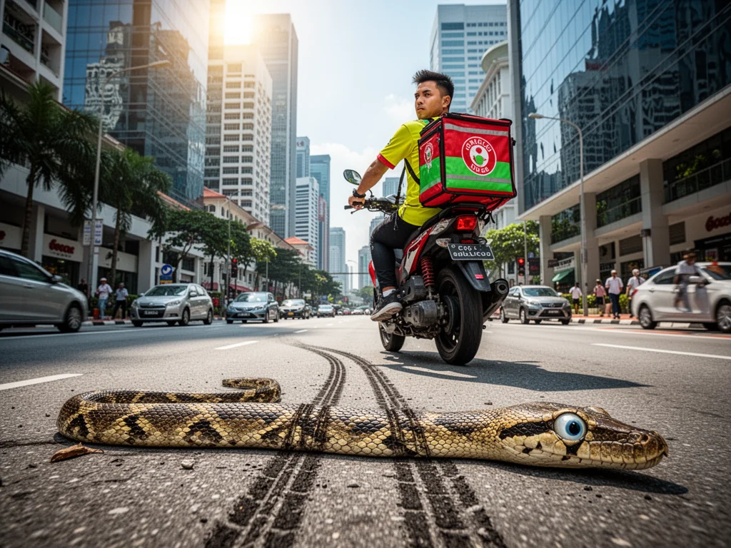 Singapore Slurp: Sinkies Run Over Python Twice To Ensure CBD Commute Uninterrupted