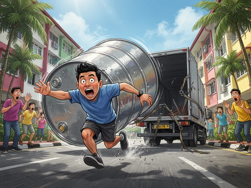 Singapore Slurp: Sengkang Driver Reinvents Logistics by Yeeting Giant Barrels at Sinkies