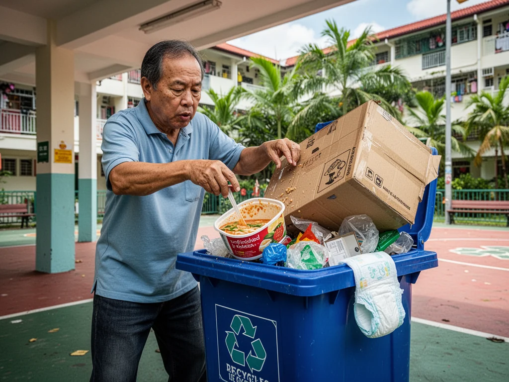 Singapore Slurp: Sinkies mistake blue recycling bins for portals to another dimension