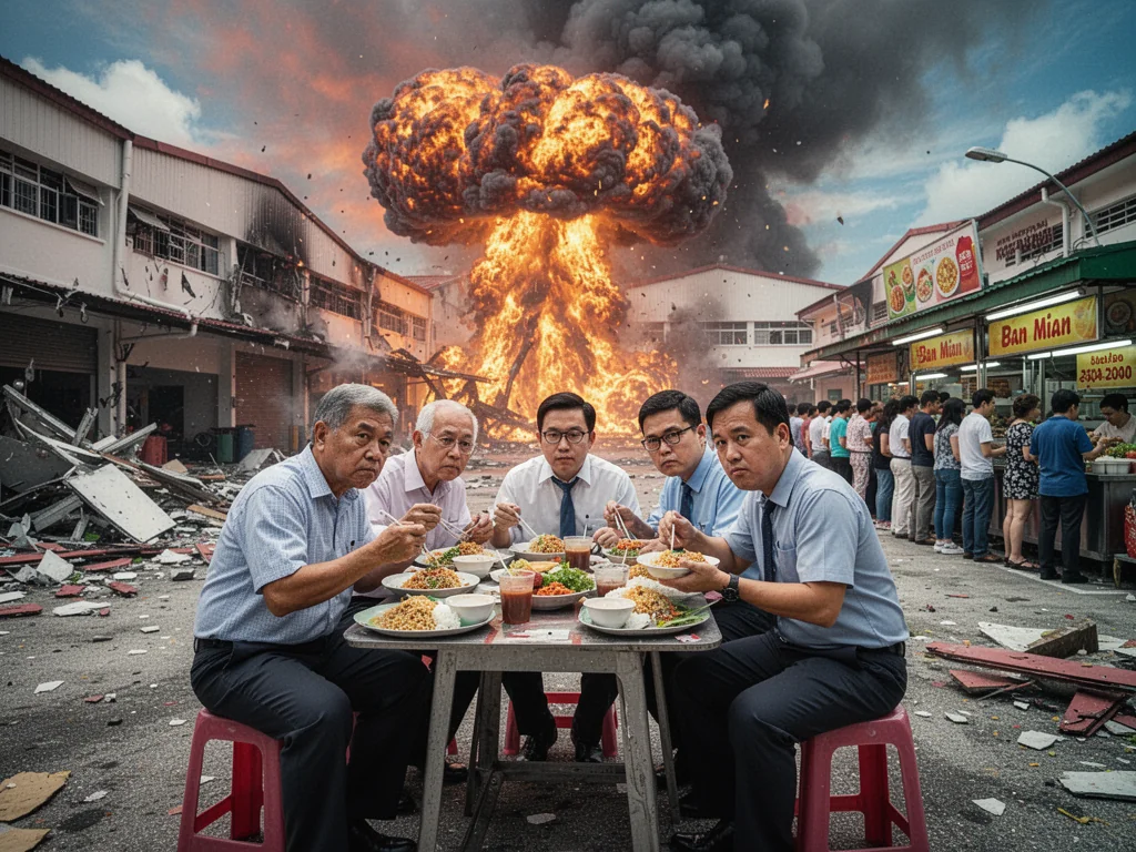 Singapore Slurp: Unfazed Singaporeans Ignore MacPherson Explosions To Finish Caipng Lunch