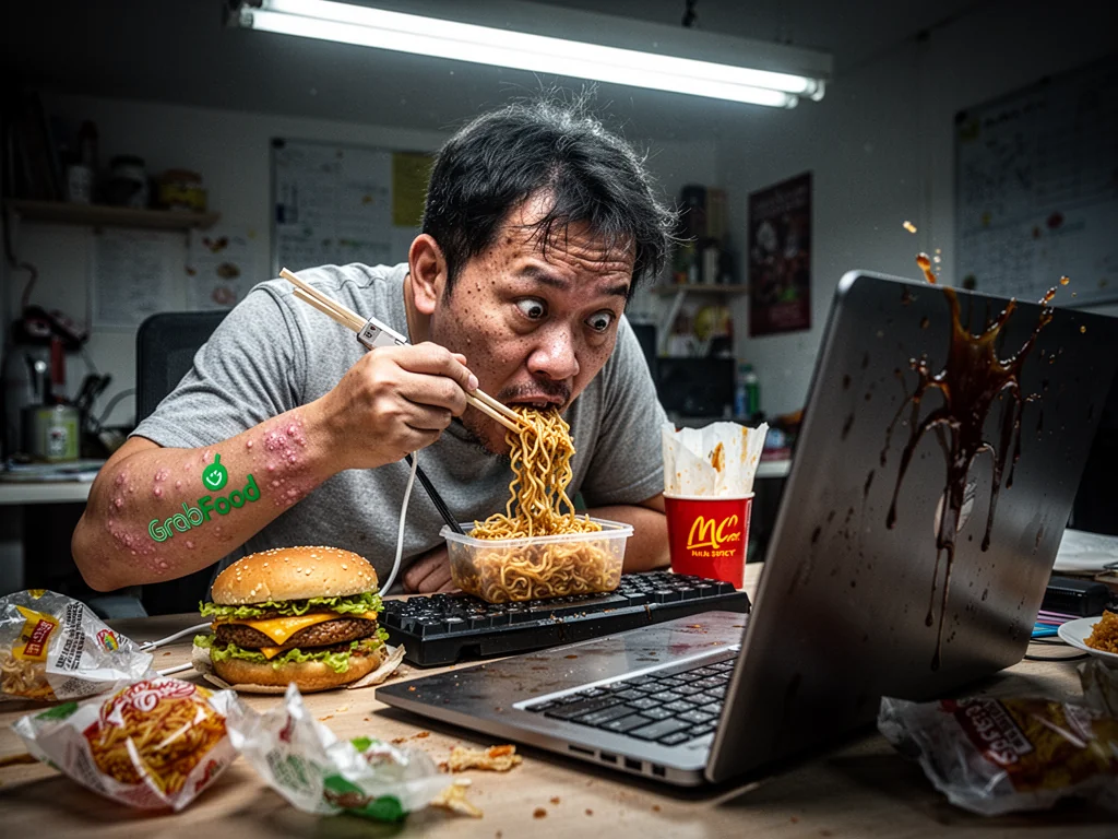 Singapore Slurp: Singapore WFH Slackers Achieve Enlightenment Through Room-Temperature GrabFood Slop