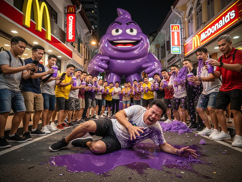 Singapore Slurp: Sinkies queue overnight for purple sludge that simulates sudden death