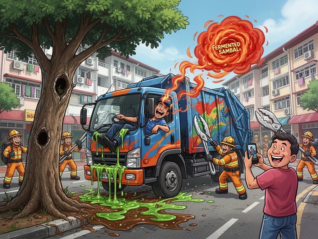 Singapore Slurp: Garbage Truck Identifies As Rubbish After Hougang Tree Collision