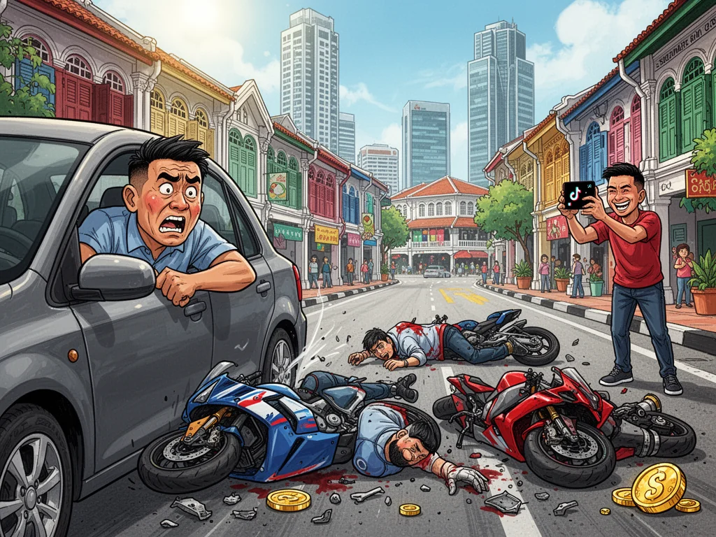 Singapore Slurp: Clarke Quay Driver Disappointed Motorcyclists Didn’t Drop Any Loot