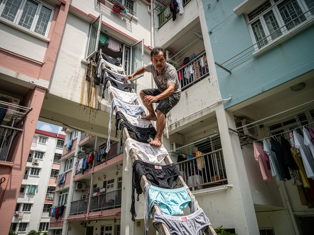 Singapore Slurp: AMK Resident Builds Escape Ladder From Unwashed Uniqlo Boxers