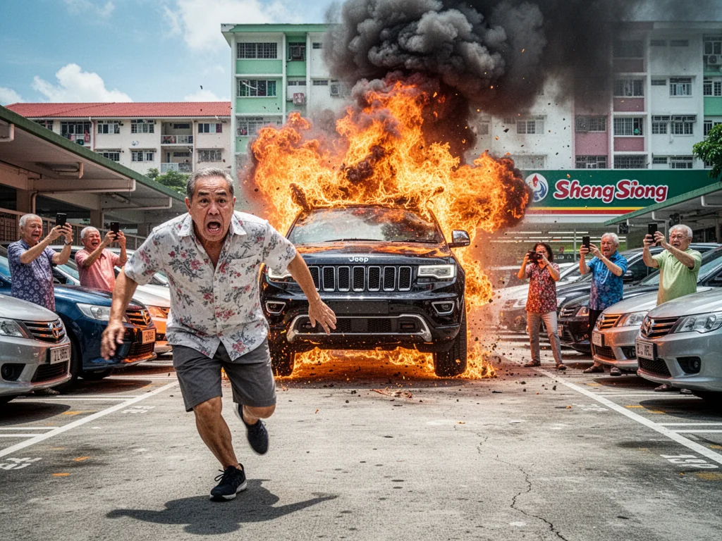 Singapore Slurp: Jeep Finally Achieves Peak Ruggedness By Exploding In Bedok Carpark
